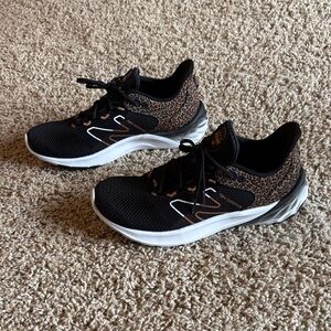 Black and Leopard Print Athletic Shoes
